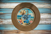 PLATE CHARGER LIGHT BROWN WOOD GRAIN PLASTIC ROUND DECOUPAGED Upcycled Repurposed Wall Art or Shelf Sitter ON BEACH TIME Beach Coastal Home Decor Gift - JAMsCraftCloset