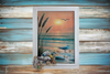 Framed Decoupage On Glass - Beach Coastal Theme - Sandpiper, Shells and Seagrass - Wall Art Handmade Home Decor -One of a Kind-Unique-Home-Country-Decor-Cottage Chic-Gift - JAMsCraftCloset