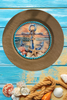 PLATE CHARGER LIGHT BROWN WOOD GRAIN PLASTIC ROUND DECOUPAGED Upcycled Repurposed Wall Art or Shelf Sitter HOPE ANCHORS THE SOUL Beach Coastal Home Decor Gift - JAMsCraftCloset