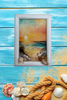 Framed Decoupage On Glass - Beach Coastal Theme - Orange Sunset Beach Grass - Wall Art Handmade Home Decor {{ JAMsCraftCloset }}