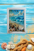 Framed Decoupage On Glass - Beach Coastal Theme - Shells Seagulls Waves - Wall Art Handmade Home Decor {{ JAMsCraftCloset }}