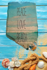 Antique West Virginia Roof Decoupaged PEACE LOVE BEACH - Beach Theme 3-D Embellishments Shells and Sand Handmade Wall Art Unique Beach Lake House Gift- JAMsCraftCloset