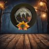 PLATE CHARGER BLACK PLASTIC ROUND DECOUPAGED Upcycled Repurposed Wall Art or Shelf Sitter THREE WITCHES Halloween Decor Home Decor Gift {{ JAMsCraftCloset }}