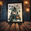 Vintage Wood Frame Decoupage On Glass IT IS TIME TO FLY Halloween Witch Wall Art Shelf Sitter Gift Idea {{ JAMsCraftCloset }}