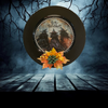 PLATE CHARGER BLACK PLASTIC ROUND DECOUPAGED Upcycled Repurposed Wall Art or Shelf Sitter THREE WITCHES Halloween Decor Home Decor Gift {{ JAMsCraftCloset }}