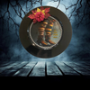 PLATE CHARGER BLACK PLASTIC ROUND DECOUPAGED Upcycled Repurposed Wall Art or Shelf Sitter WITCH'S LEGS - IF THE SHOE FITS Halloween Decor Home Decor Gift {{ JAMsCraftCloset }}