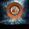 PLATE CHARGER ORANGE PLASTIC ROUND DECOUPAGED Upcycled Repurposed Wall Art or Shelf Sitter I GHOST PEOPLE ALL YEAR ROUND Halloween Decor Home Decor Gift {{ JAMsCraftCloset }}