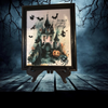 Vintage Wood Frame Decoupage On Glass IT IS TIME TO FLY Halloween Witch Wall Art Shelf Sitter Gift Idea {{ JAMsCraftCloset }}