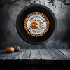 Mini Pie Pan Wall Art Handmade Hand Painted Decoupaged Wall Art Black I GHOST PEOPLE - HALLOWEEN Decor Gift Idea - JAMsCraftCloset