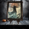 Vintage Wood Frame Decoupage On Glass I PUT A SPELL ON YOU Halloween Witch Wall Art Shelf Sitter Gift Idea {{ JAMsCraftCloset }}