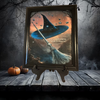 Vintage Wood Frame Decoupage On Glass DUST THEM OFF LADIES IT IS RIDING SEASON Halloween Witch Wall Art Shelf Sitter Gift Idea {{ JAMsCraftCloset }}
