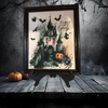 Vintage Wood Frame Decoupage On Glass IT IS TIME TO FLY Halloween Witch Wall Art Shelf Sitter Gift Idea {{ JAMsCraftCloset }}