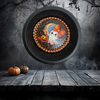 Mini Pie Pan Wall Art Handmade Hand Painted Decoupaged Wall Art Black CUTE GHOST HALLOWEEN Decor Gift Idea - JAMsCraftCloset