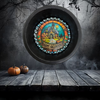 Mini Pie Pan Wall Art Handmade Hand Painted Decoupaged Wall Art Black HAPPY HALLOWEEN Decor Gift Idea - JAMsCraftCloset