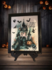 Vintage Wood Frame Decoupage On Glass IT IS TIME TO FLY Halloween Witch Wall Art Shelf Sitter Gift Idea {{ JAMsCraftCloset }}