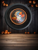 Mini Pie Pan Wall Art Handmade Hand Painted Decoupaged Wall Art Black CUTE GHOST HALLOWEEN Decor Gift Idea - JAMsCraftCloset