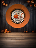 PLATE CHARGER ORANGE PLASTIC ROUND DECOUPAGED Upcycled Repurposed Wall Art or Shelf Sitter I GHOST PEOPLE ALL YEAR ROUND Halloween Decor Home Decor Gift {{ JAMsCraftCloset }}