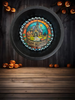 Mini Pie Pan Wall Art Handmade Hand Painted Decoupaged Wall Art Black HAPPY HALLOWEEN Decor Gift Idea - JAMsCraftCloset