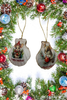 SCALLOP SEASHELL CHRISTMAS ORNAMENT- MICE Christmas Ornaments SET 1 - HOLIDAY DECOR - Handmade Hand Painted DECOUPAGED Repurposed Upcycled Gift SET OF 2 Ornaments - JAMsCraftCloset