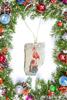 Antique West Virginia Roof Decoupaged Christmas Ornament - Flamingo With Packages - Handmade Holiday Tree Decor Unique Beach Lake House Gift - JAMsCraftCloset