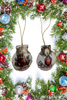 SCALLOP SEASHELL CHRISTMAS ORNAMENT- MICE Christmas Ornaments SET 3 - HOLIDAY DECOR - Handmade Hand Painted DECOUPAGED Repurposed Upcycled Gift SET OF 2 Ornaments - JAMsCraftCloset