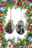 SCALLOP SEASHELL CHRISTMAS ORNAMENT- Set 1 BEACH COASTAL DECOR - Handmade Hand Painted DECOUPAGED Repurposed Upcycled Gift SET OF 2 Ornaments - JAMsCraftCloset