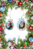 SCALLOP SEASHELL CHRISTMAS ORNAMENT- SANTA SET 3 - BEACH COASTAL DECOR - Handmade Hand Painted DECOUPAGED Repurposed Upcycled Gift SET OF 2 Ornaments {{ JAMsCraftCloset }}