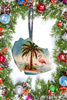 Antique West Virginia Roof Decoupaged Christmas Ornament - Flamingo With Palm Tree 2 - Handmade Holiday Tree Decor Unique Beach Lake House Gift - JAMsCraftCloset