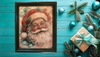 Vintage Wood Frame Decoupage On Glass SANTA SNOWFLAKES HOLLY Christmas Wall Art Shelf Sitter Gift Idea JAMsCraftCloset