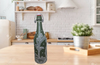 GLASS BOTTLE Green With Wire Cork Decoupaged GREEN WITH LACE AND PEARLS Shelf Sitter Home Decor Country Farmhouse Decor Wedding Decor Gift Idea - JAMsCraftCloset