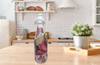 GLASS BOTTLE WHITE With Wire Cork Decoupaged PINK AND RED ROSES AND PINK PEARLS Shelf Sitter Home Decor Country Farmhouse Decor Wedding Decor Gift Idea - JAMsCraftCloset