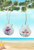 SCALLOP SEASHELL CHRISTMAS ORNAMENT- Shell FLAMINGO Christmas Ornaments SET 5 - BEACH COASTAL DECOR - Handmade Hand Painted DECOUPAGED Repurposed Upcycled Gift SET OF 2 Ornaments - JAMsCraftCloset