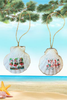 SCALLOP SEASHELL CHRISTMAS ORNAMENT- Shell FLAMINGO Christmas Ornaments SET 3 - BEACH COASTAL DECOR - Handmade Hand Painted DECOUPAGED Repurposed Upcycled Gift SET OF 2 Ornaments - JAMsCraftCloset
