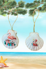 SCALLOP SEASHELL CHRISTMAS ORNAMENT- Shell FLAMINGO Christmas Ornaments SET 4 - BEACH COASTAL DECOR - Handmade Hand Painted DECOUPAGED Repurposed Upcycled Gift SET OF 2 Ornaments - JAMsCraftCloset