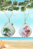 SCALLOP SEASHELL CHRISTMAS ORNAMENT- Shell FLAMINGO Christmas Ornaments SET 2 - BEACH COASTAL DECOR - Handmade Hand Painted DECOUPAGED Repurposed Upcycled Gift SET OF 2 Ornaments - JAMsCraftCloset