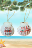 SCALLOP SEASHELL CHRISTMAS ORNAMENT- Shell FLAMINGO Christmas Ornaments SET 1 - BEACH COASTAL DECOR - Handmade Hand Painted DECOUPAGED Repurposed Upcycled Gift SET OF 2 Ornaments - JAMsCraftCloset