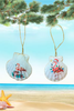 SCALLOP SEASHELL CHRISTMAS ORNAMENT- Shell FLAMINGO Christmas Ornaments SET 6 - BEACH COASTAL DECOR - Handmade Hand Painted DECOUPAGED Repurposed Upcycled Gift SET OF 2 Ornaments - JAMsCraftCloset