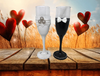 Stemware Glasses BRIDE and GROOM Toasting Glasses Hand Painted Black and White With Bling and Lace Barware Bar Decor Drinkware Kitchen Decor Country Decor Gift One of a Kind - JAMsCraftCloset