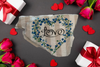 Antique West Virginia Roof Decoupaged LOVE - BLUE FLORAL HEART - Valentine/Love Theme Handmade Wall Art Unique Home Decor Gift- JAMsCraftCloset