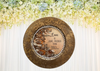 PLATE CHARGER GOLD EMBOSSED FLORAL PLASTIC ROUND DECOUPAGED Upcycled Repurposed Wall Art or Shelf Sitter LOVE IS MORE PRECIOUS THAN GOLD Home Decor Wedding Gift - JAMsCraftCloset