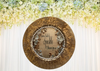 PLATE CHARGER GOLD EMBOSSED FLORAL PLASTIC ROUND DECOUPAGED Upcycled Repurposed Wall Art or Shelf Sitter LEAVE A TRAIL OF SPARKLE Home Decor Wedding Gift - JAMsCraftCloset