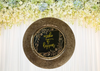PLATE CHARGER GOLD EMBOSSED FLORAL PLASTIC ROUND DECOUPAGED Upcycled Repurposed Wall Art or Shelf Sitter MAKE IT HAPPEN Home Decor Wedding Gift - JAMsCraftCloset