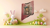 Antique West Virginia Roof Slate Decoupaged EASTER SLATE WALL ART &nbsp;Happy Easter Bunny With Blue Bow - Handmade Unique EASTER Holiday Decoration Home Decor Gift - JAMsCraftCloset
