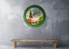 TRAY GREEN PLASTIC ROUND Decoupaged Hand Painted Upcycled Repurposed BEACH SCENE - MOST WONDERFUL TIME OF THE YEAR Home Decor Christmas Wall Art Shelf Sitter Gift - JAMsCraftCloset