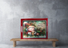 TRAY RED METAL Rectangle Decoupaged Hand Painted Upcycled Repurposed Wall Art HAPPY HOLIDAYS - Snowman Christmas Decoration Home Decor Shelf Sitter Gift - JAMsCraftCloset