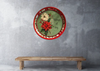 TRAY RED RED GREEN PLASTIC ROUND Decoupaged Hand Painted Upcycled Repurposed POINSETTIAS - TIDINGS OF JOY Home Decor Christmas Wall Art Shelf Sitter Gift - JAMsCraftCloset