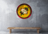 TRAY RED PLAID PLASTIC ROUND Decoupaged Hand Painted Upcycled Repurposed MERRY CHRISTMAS YELLOW BACKGROUND Home Decor Christmas Wall Art Shelf Sitter Gift - JAMsCraftCloset