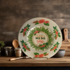 Round Glass Plate Reverse Decoupaged Christmas Holiday DON'T GET YOU TINSEL IN A TANGLE Farmhouse Country Shelf Sitter Handmade Gift Idea &nbsp;- JAMsCraftCloset