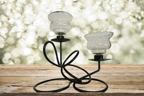 Candle or Tea Light Holder Gothic Vintage Handmade Wrought Iron Abstract  Centerpiece - JAMsCraftCloset