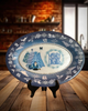 Plastic OVAL TRAY Farmhouse Country Home Holiday Decor BLUE AND WHITE MERRY CHRISTMAS Wall Art &nbsp;- JAMsCraftCloset